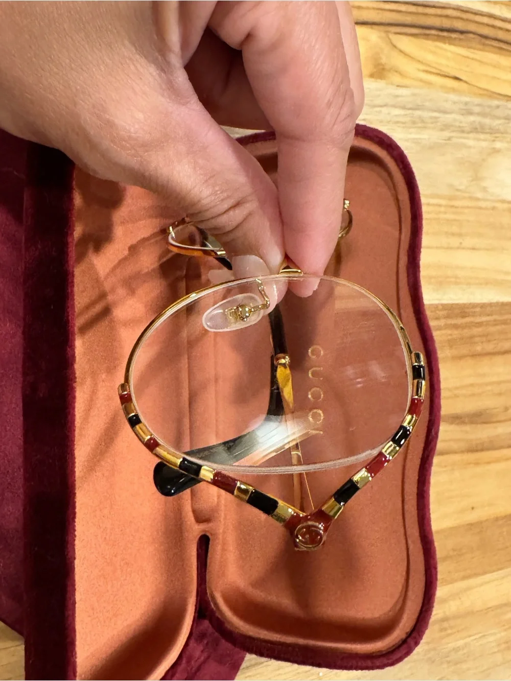 Gucci GG0596OA Oversized Clear Lens Glasses | Gold | Case Included